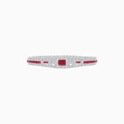 Art Deco Inspired Bracelet with Emerald Cut Center and Gemstones (Mounting) - Shahin Jewelry